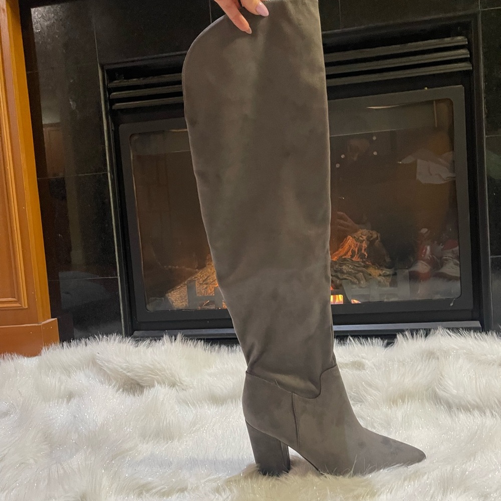 Nine West Over the Knee Gray Boots